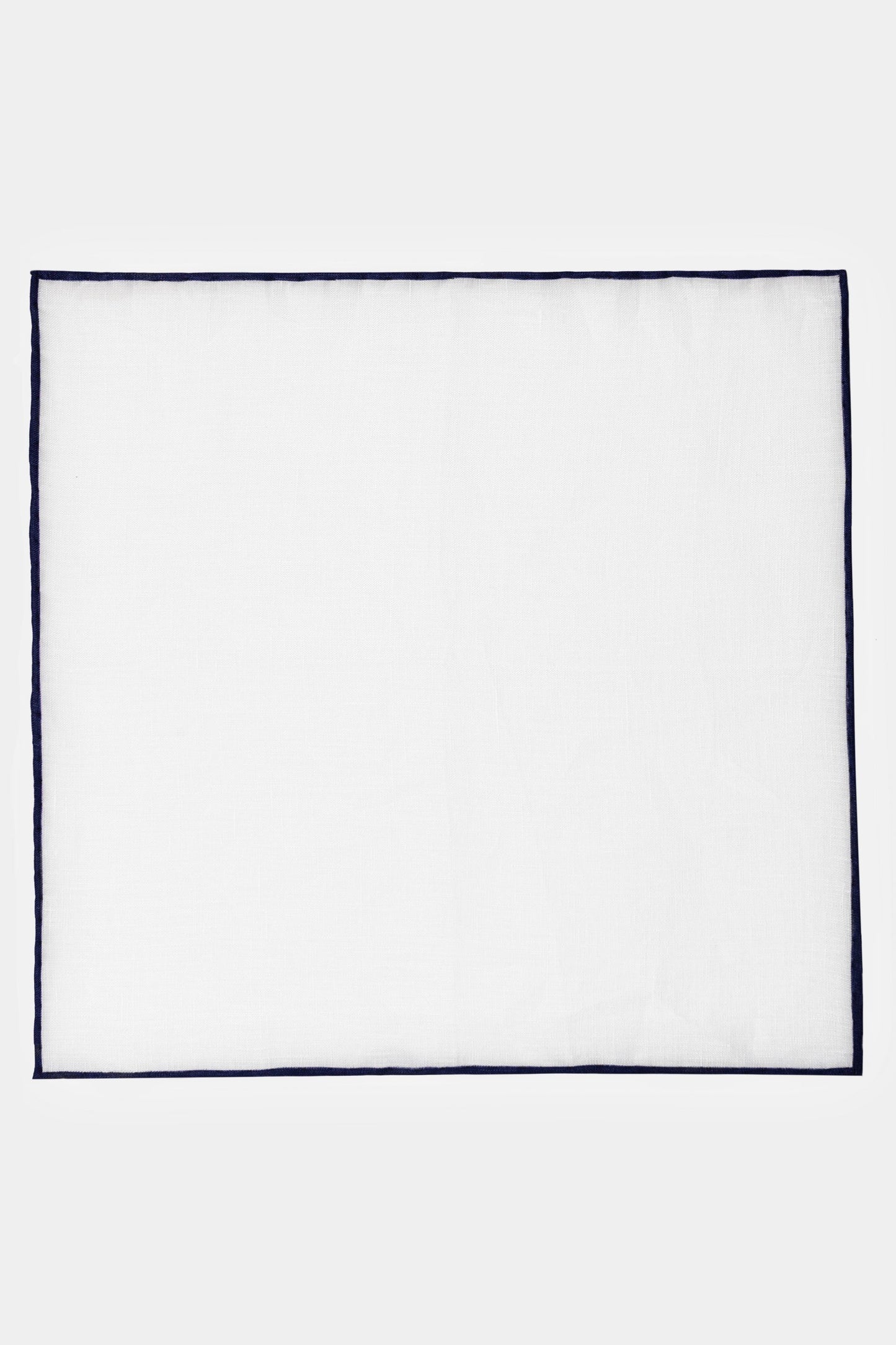 White & Navy Linen Pocket Square