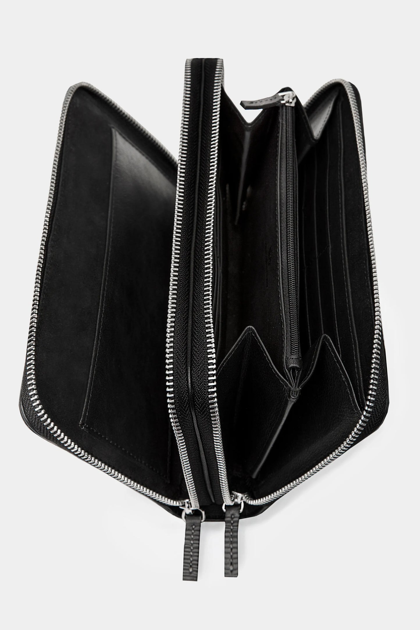 Big Double Zipped Grey Textured Wallet