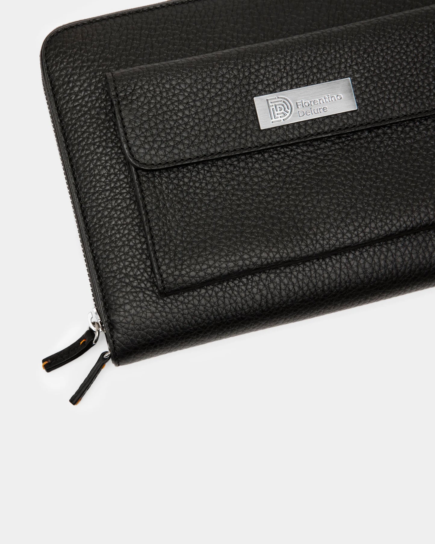 Black Leather Wallet with front pocket