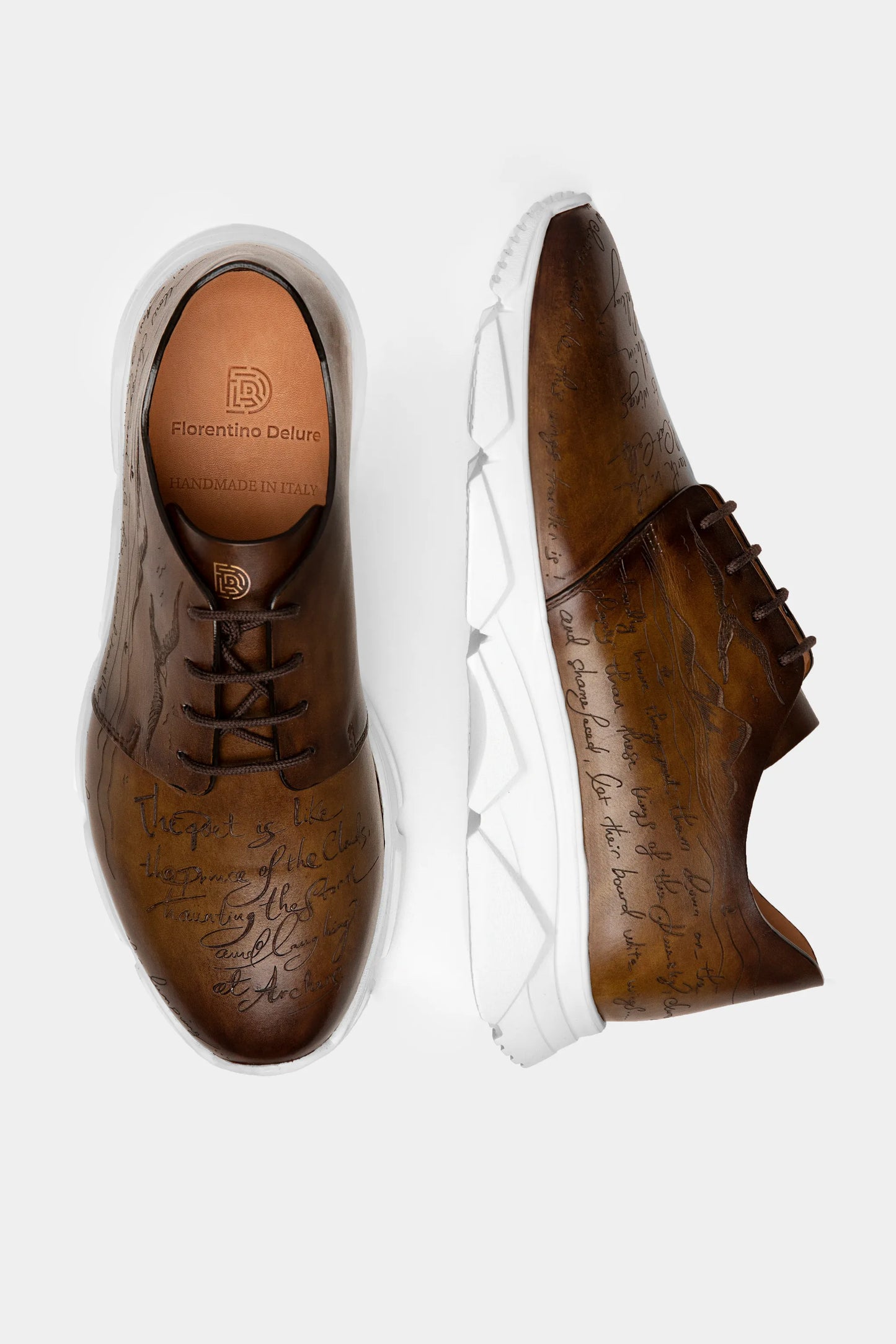 Brown Engraved Sneakers