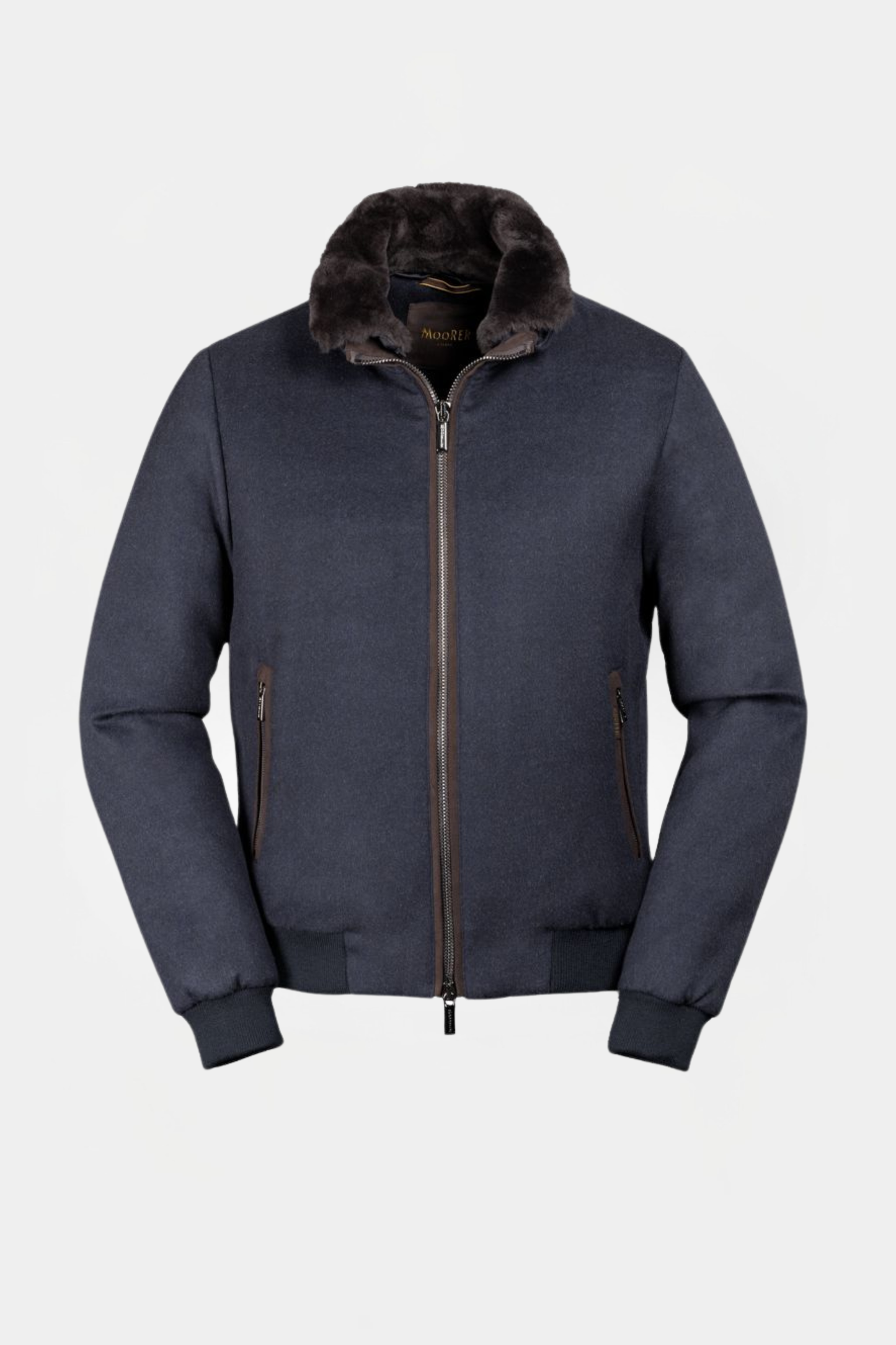 Navy Bomber Jacket With Fur