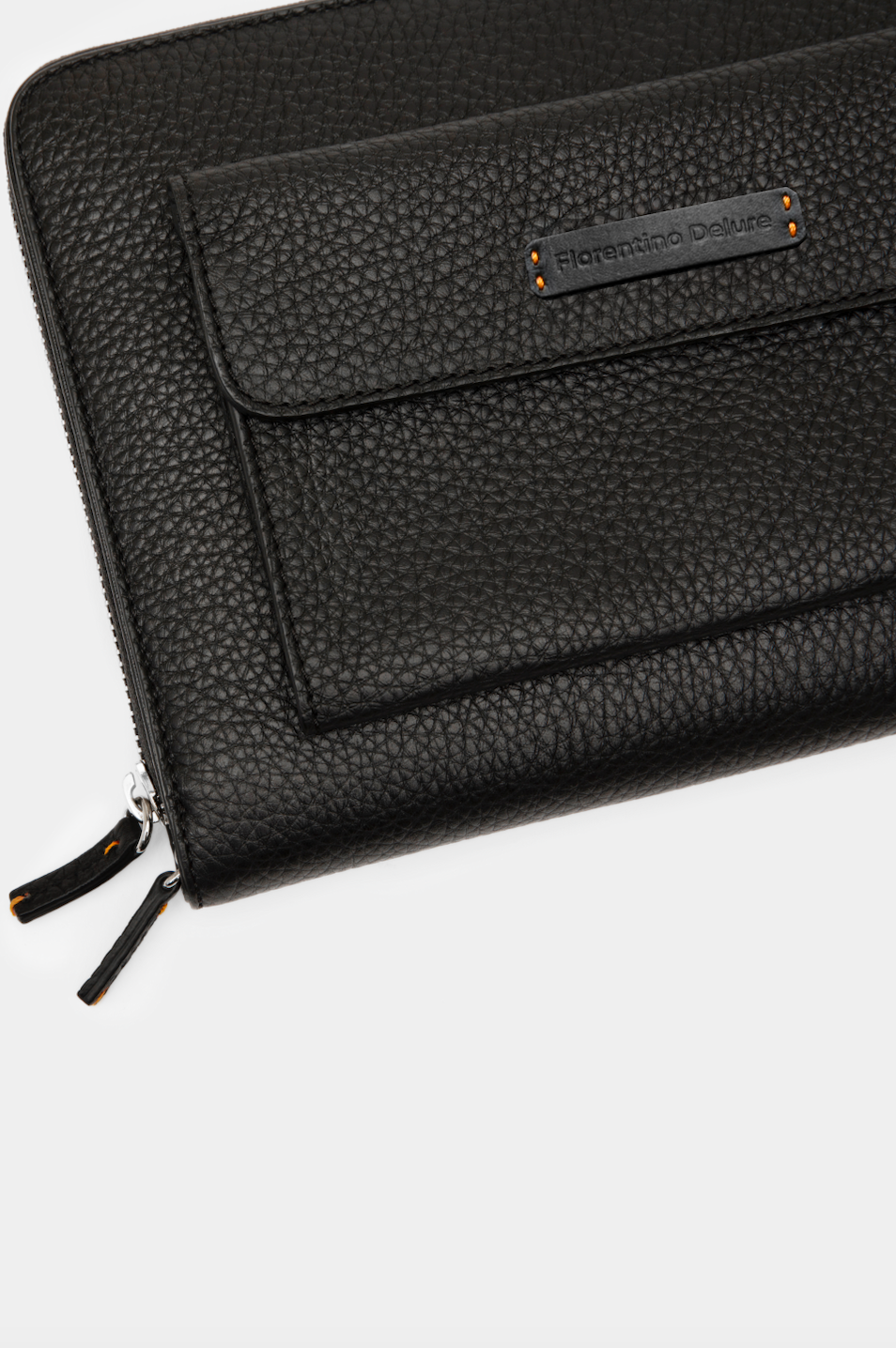 Black Leather Wallet with front pocket - Florentinodelure