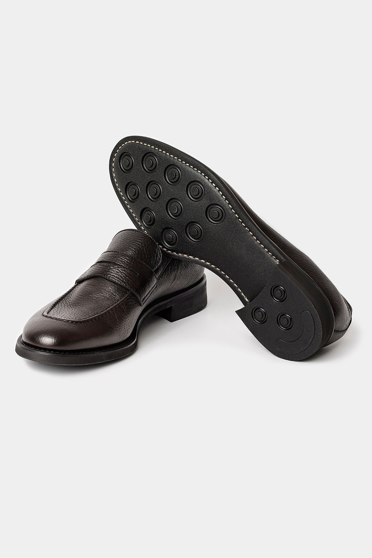 Pantofi loafers maroniu Florentinodelure, piele texturată, talpă cauciuc neagră cu model, mărimi disponibile 39-40.