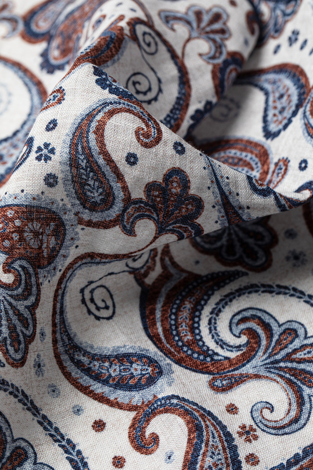 Bordeaux Paisley Linen Pocket Square