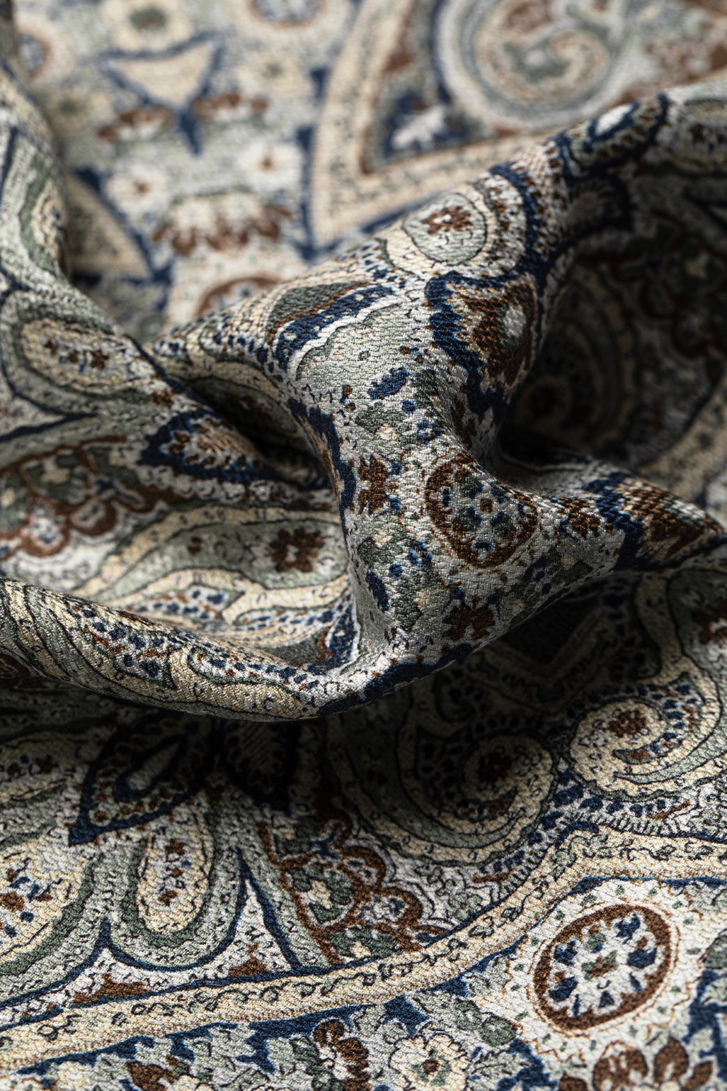 Green & Navy Paisley Silk Pocket Square
