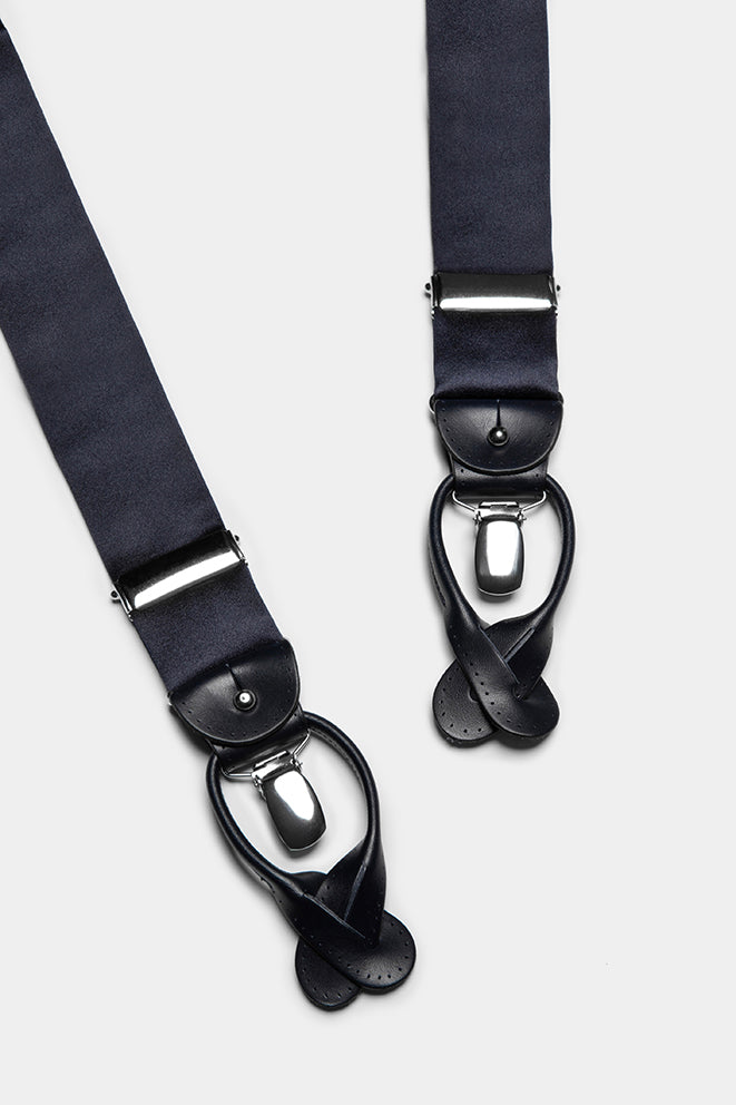 Navy Silk Suspenders