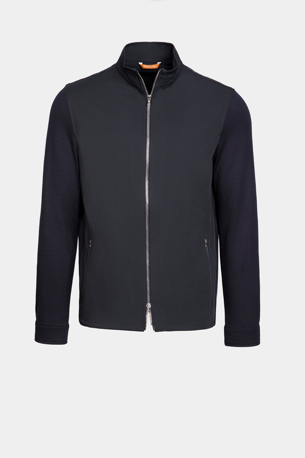 Camasa Navy Overshirt Florentinodelure din lână și material impermeabil, albastru închis.