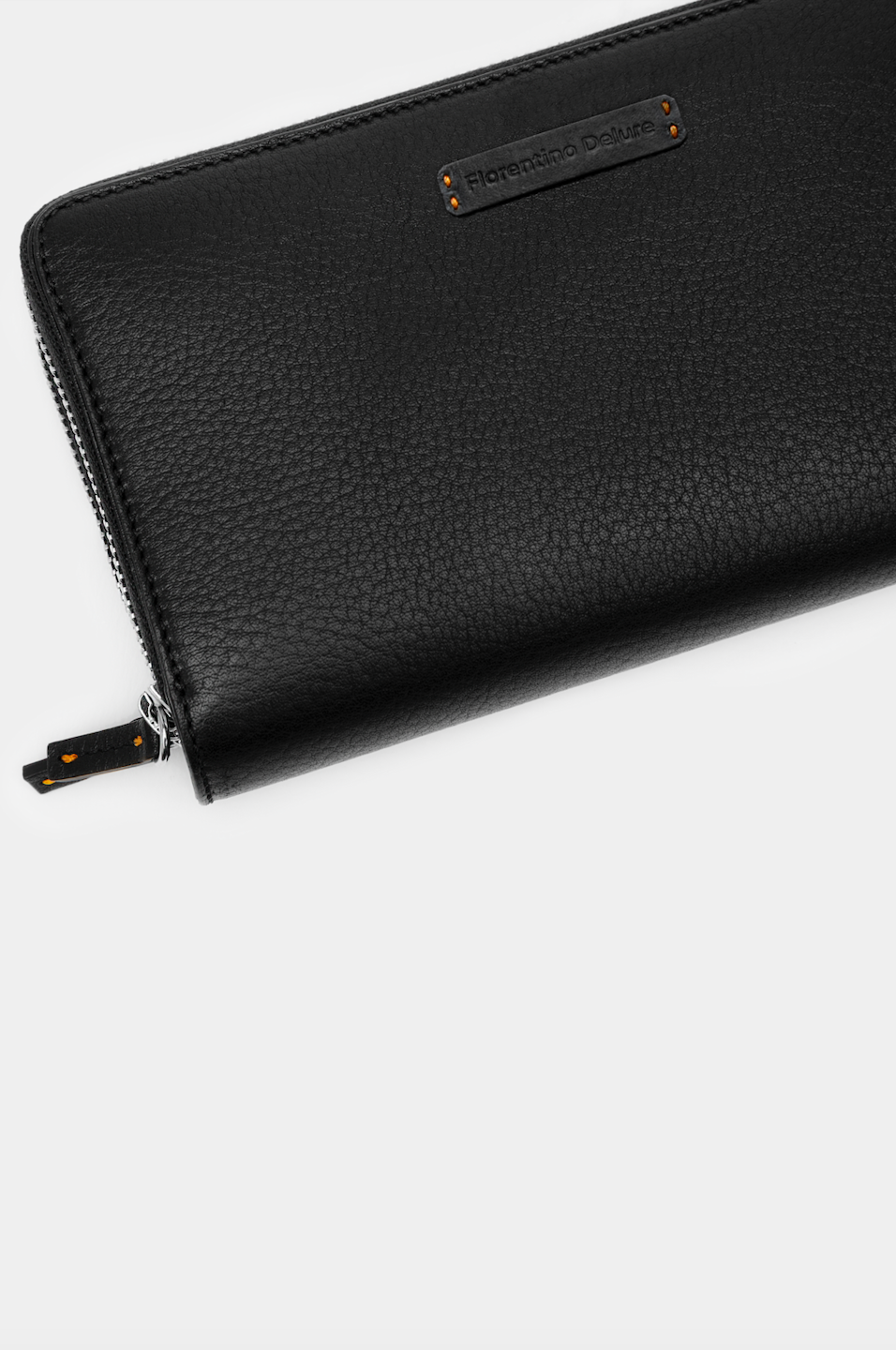 Black Double Zip Leather Wallet