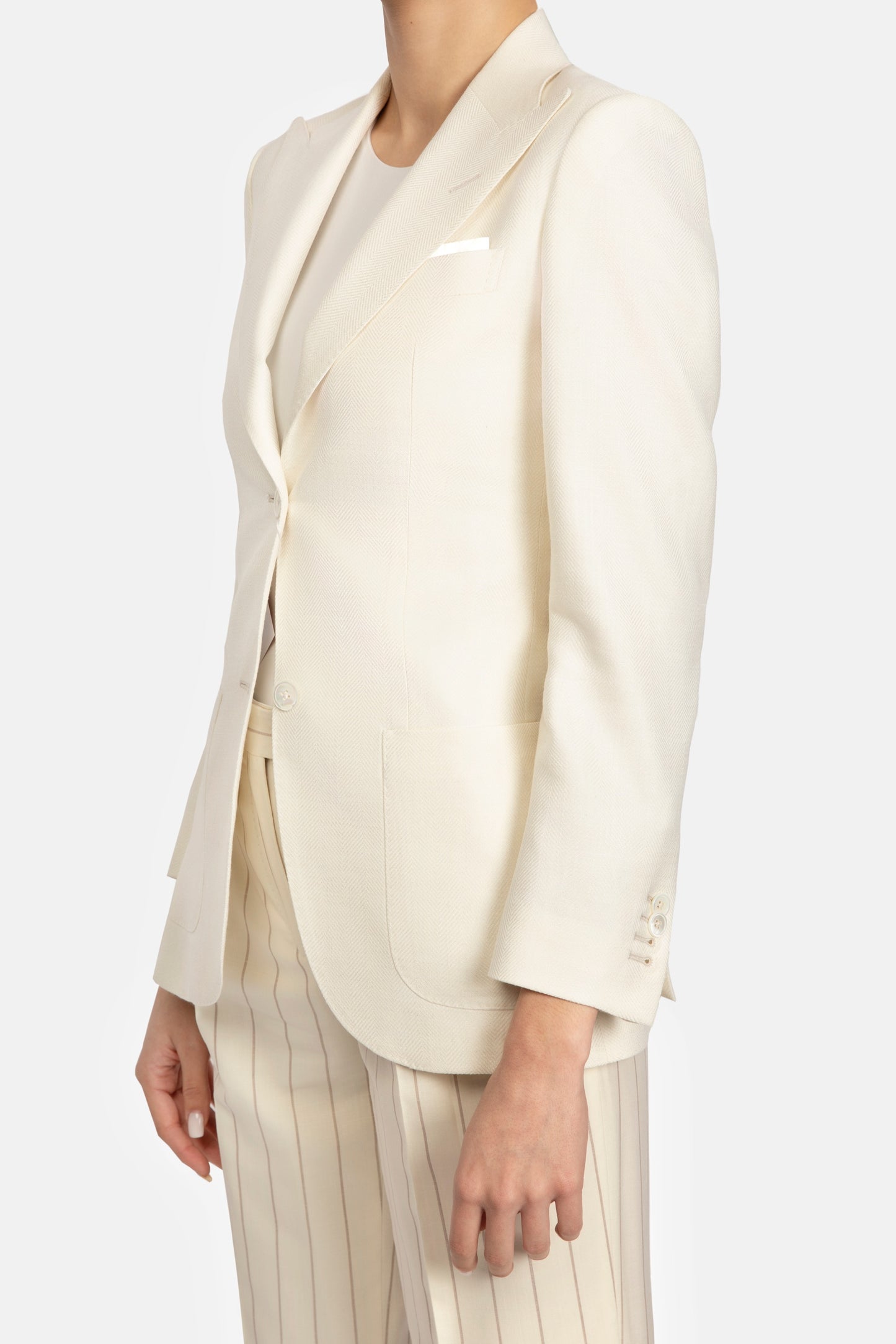 Off White Herringbone Vega Jacket Women's Blazers  