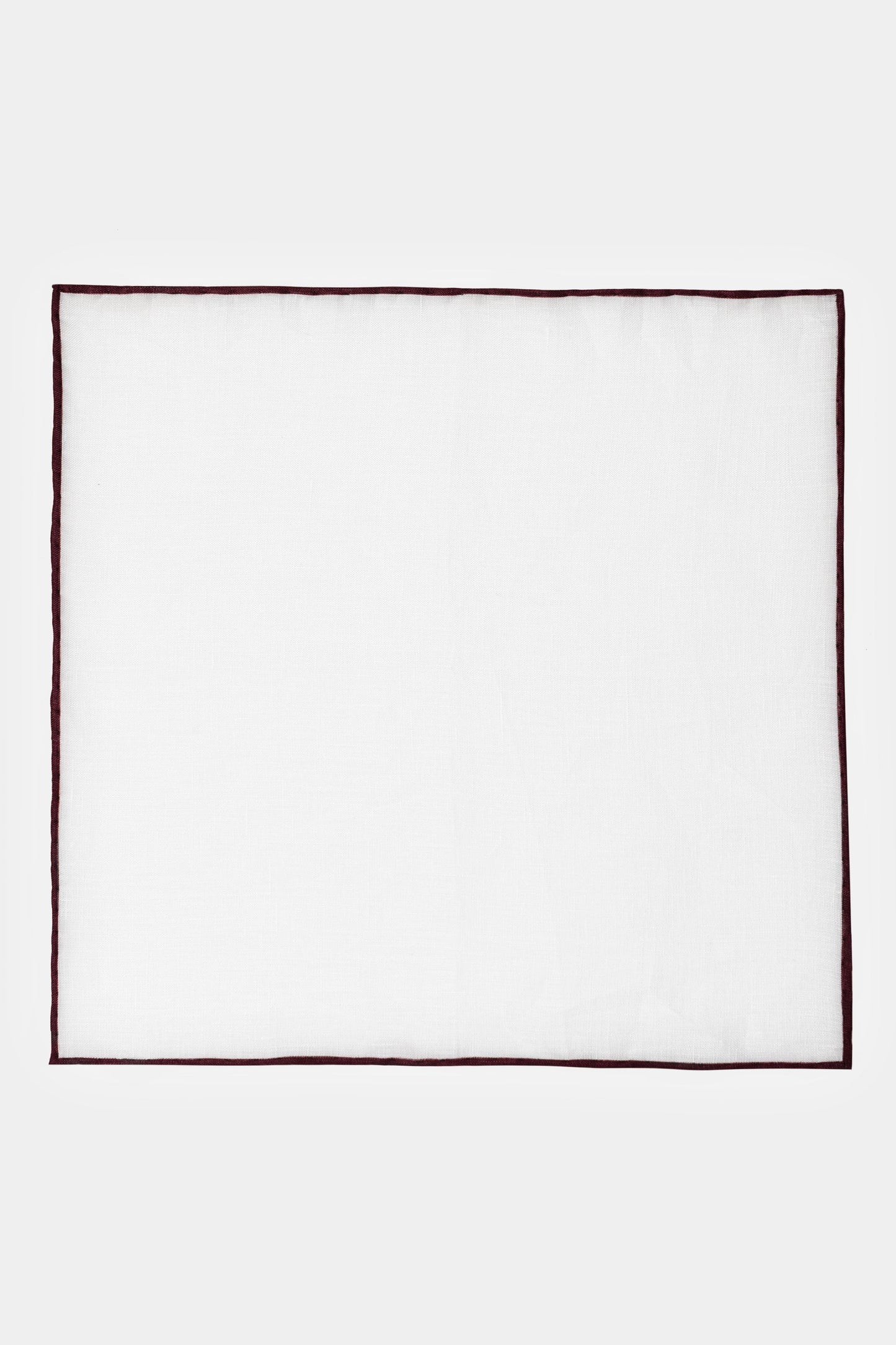 White & Bordeaux Linen Pocket Square
