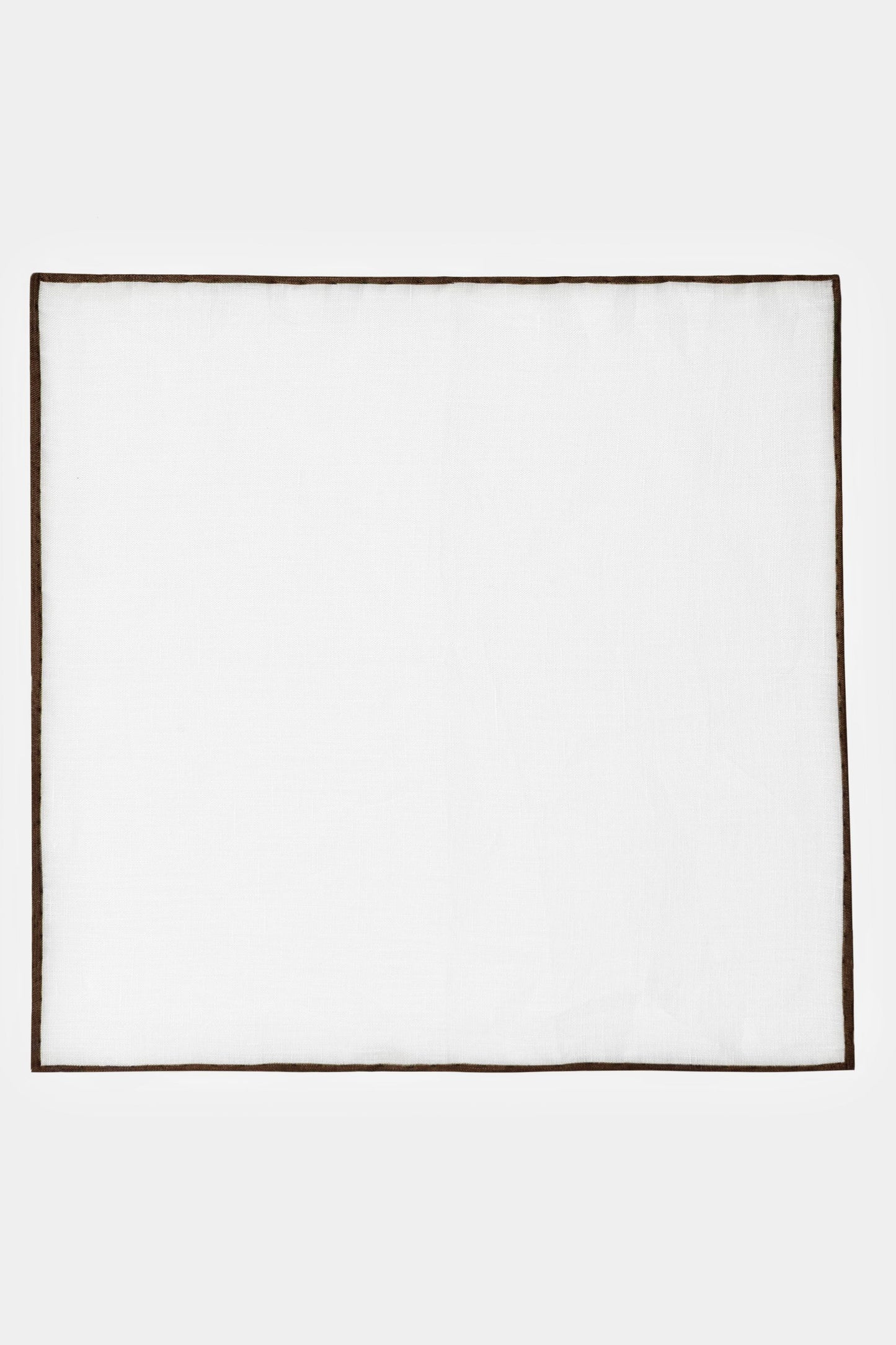 White & Brown Linen Pocket Square