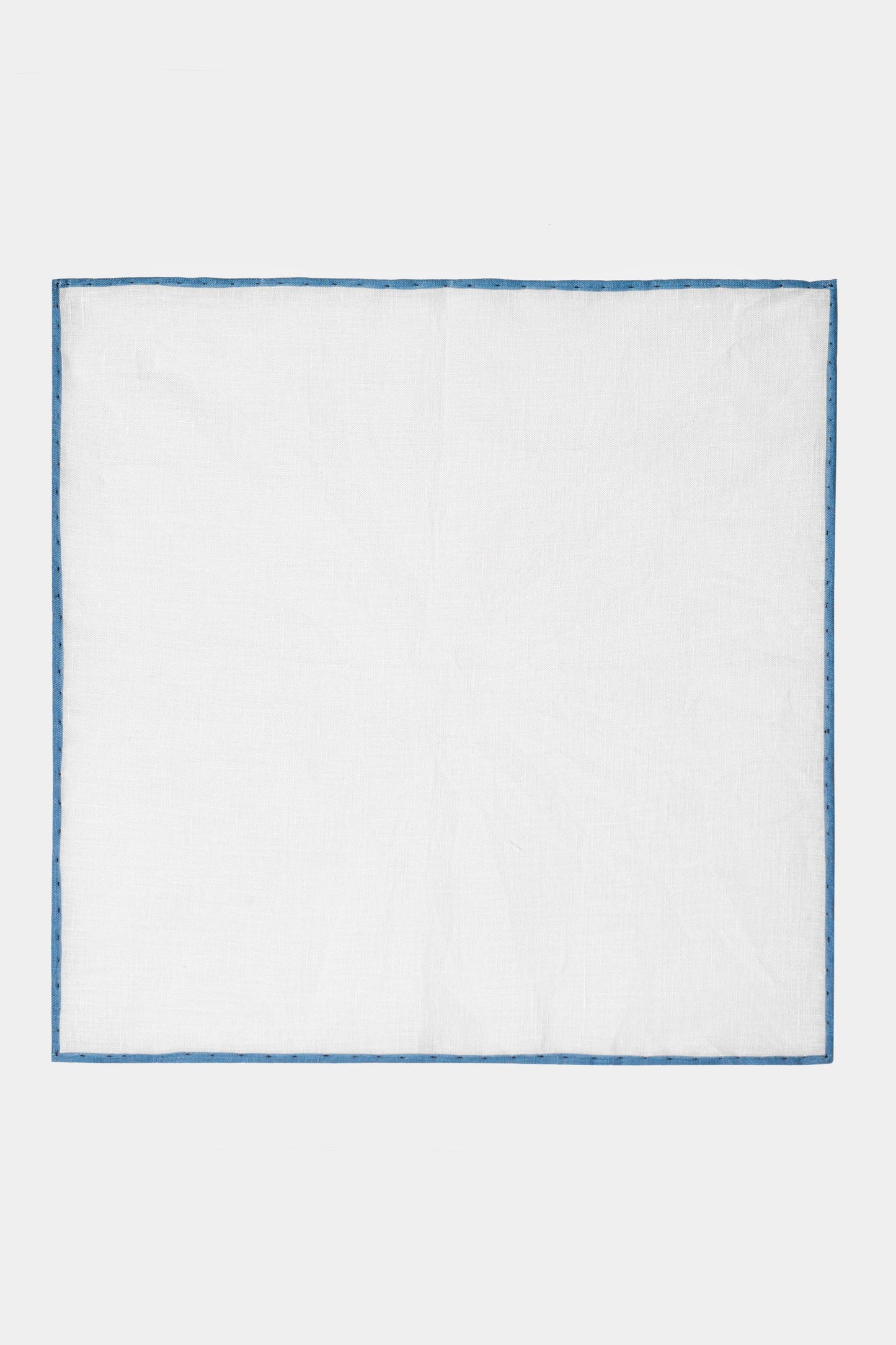 White & Blue Linen Pocket Square