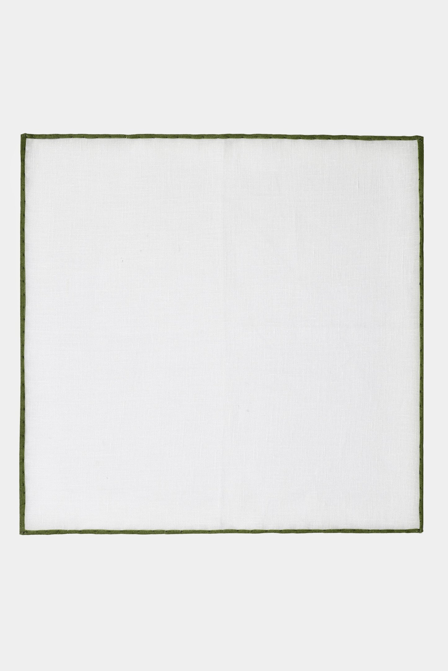 White & Green Linen Pocket Square