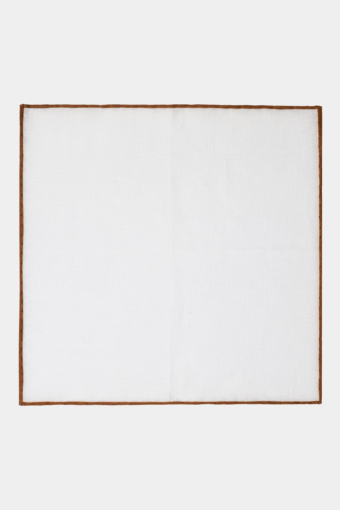 White & Light Brown Linen Pocket Square
