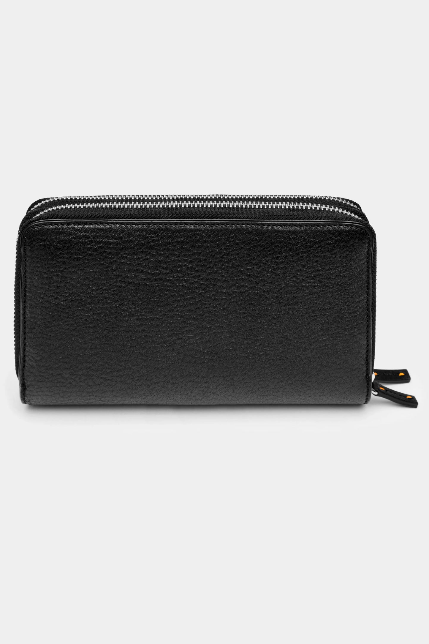 Black Double Zip Leather Wallet