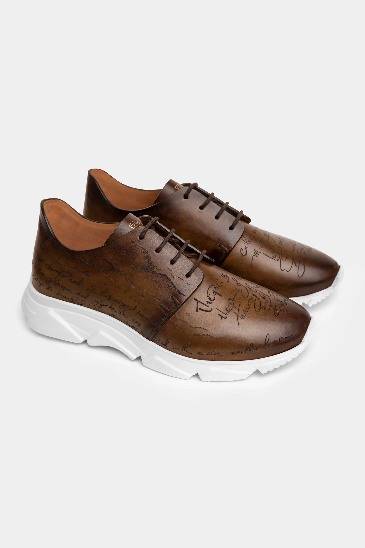 Brown Engraved Sneakers