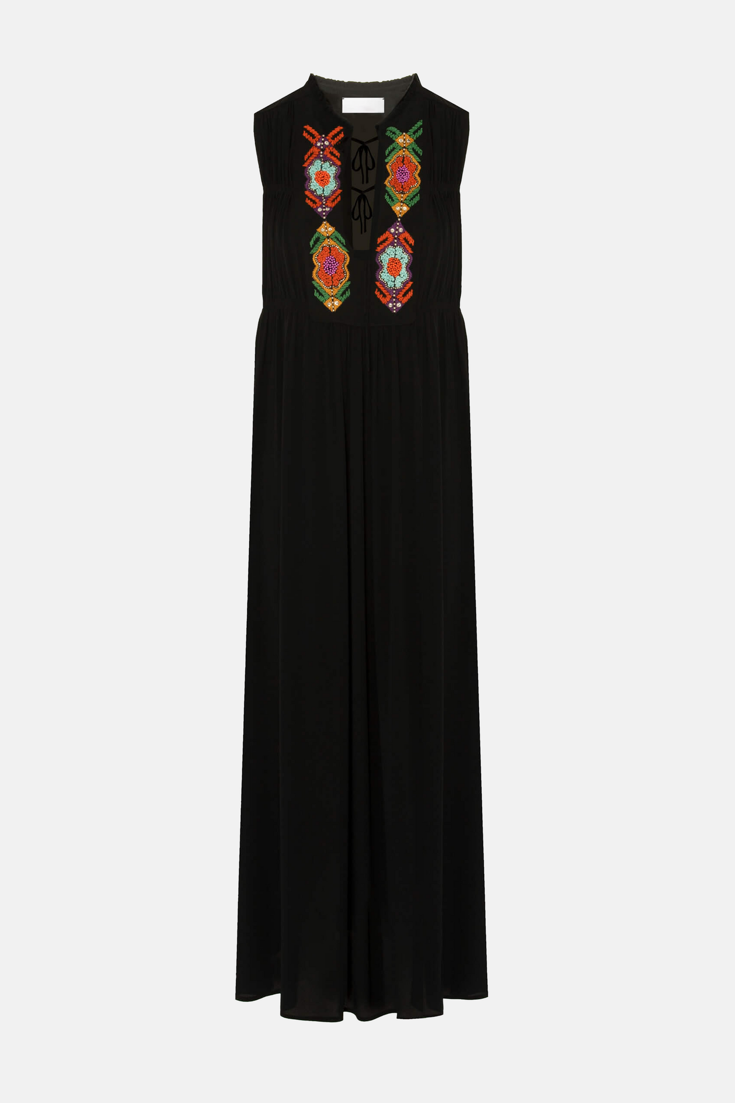 Black Embroidered Silk Dress