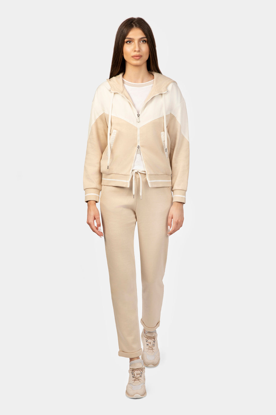 Beige Loungewear Suit with Hoodie - Florentinodelure