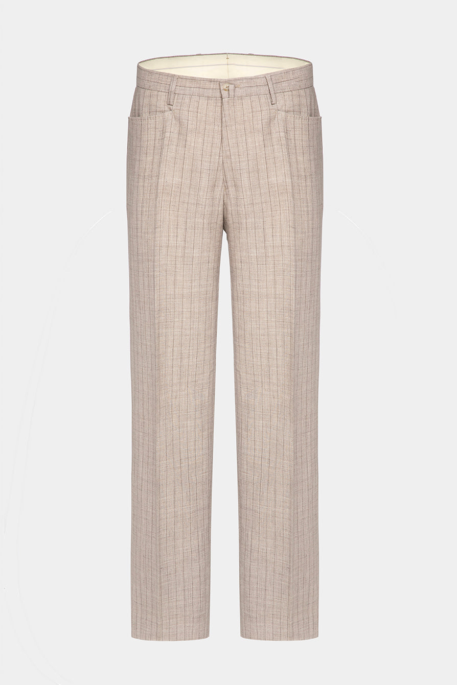 Beige Striped Diablo Suit - Florentinodelure