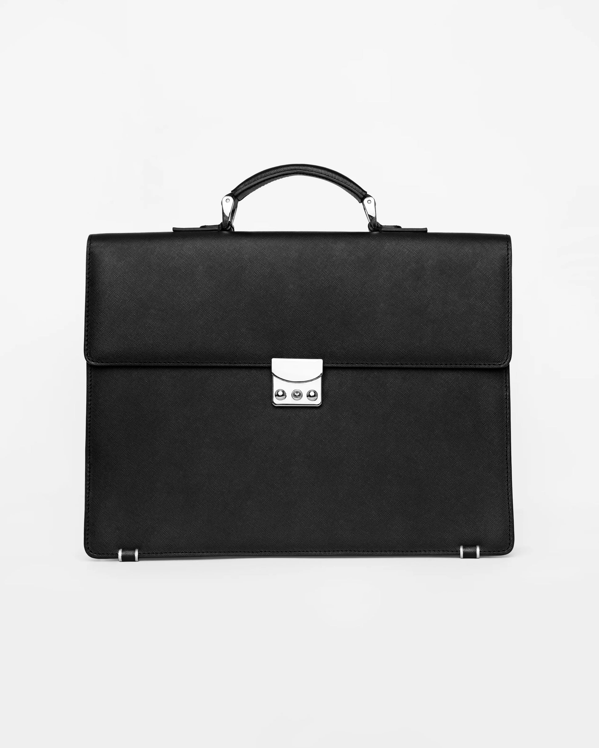 Geantă black briefcase din piele cu închidere metalică Florentinodelure.