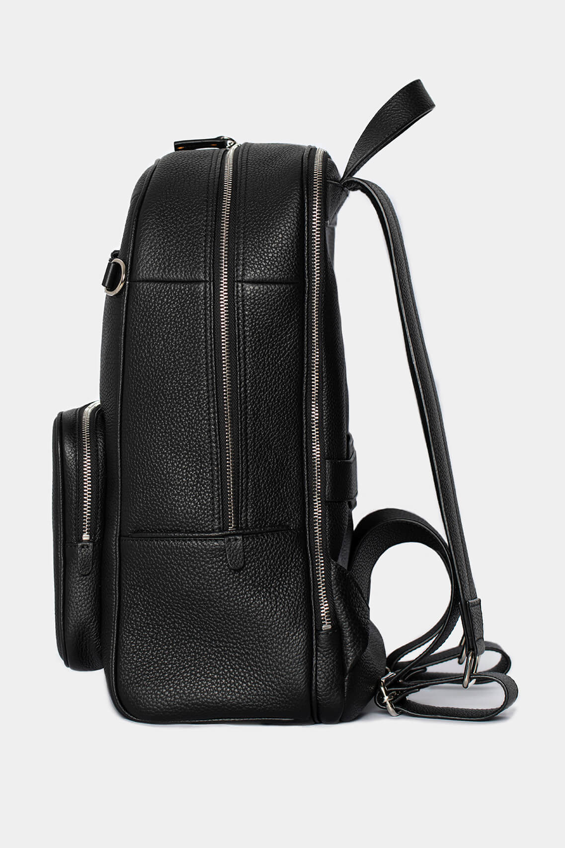 Rucsac negru din piele cu fermoare metalice Florentinodelure.