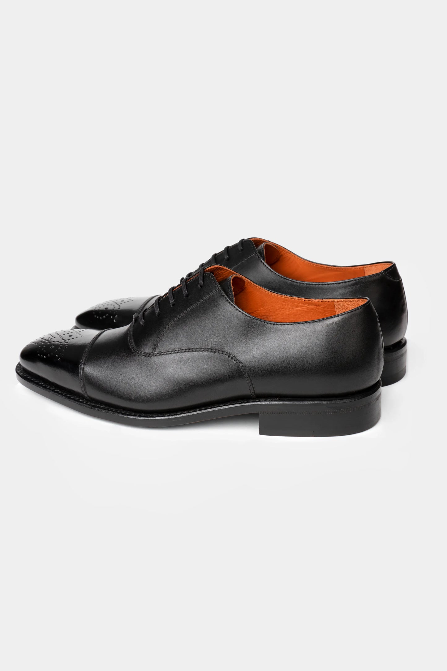 Pantofi Oxford negri Cap Toe din piele Florentinodelure, vedere laterală.