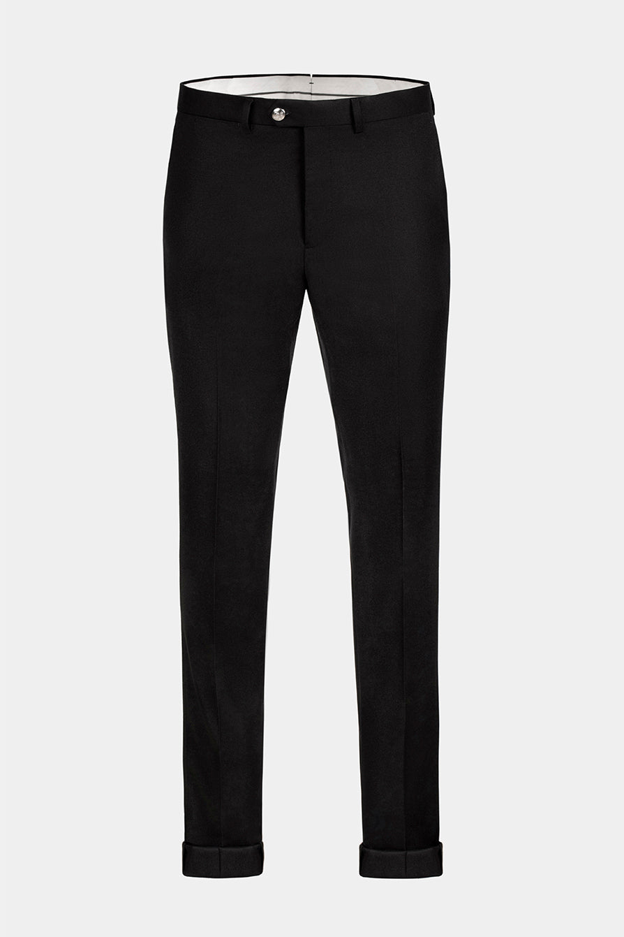 Pantaloni negri Florentinodelure, lână și mătase, design elegant, fit ajustat.