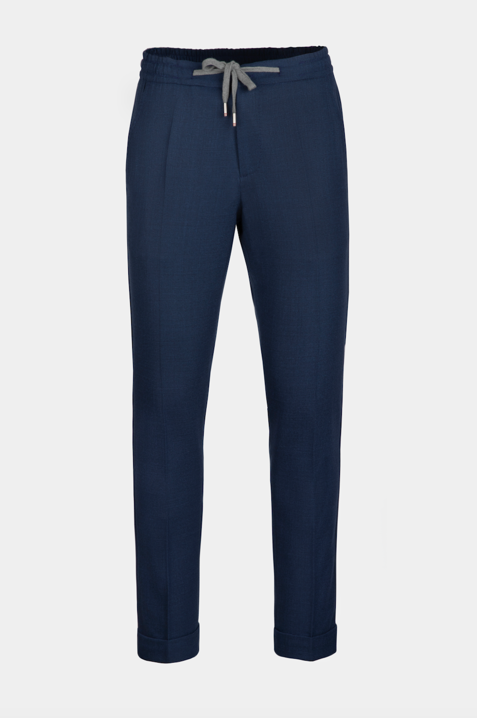 Pantaloni albaștri FLEXO Florentinodelure din lână cu șnur gri pentru confort sporit.
