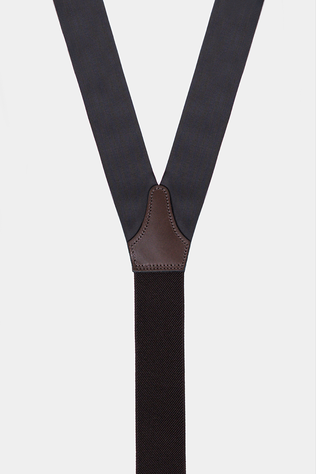 Brown Wool Suspenders with Clips