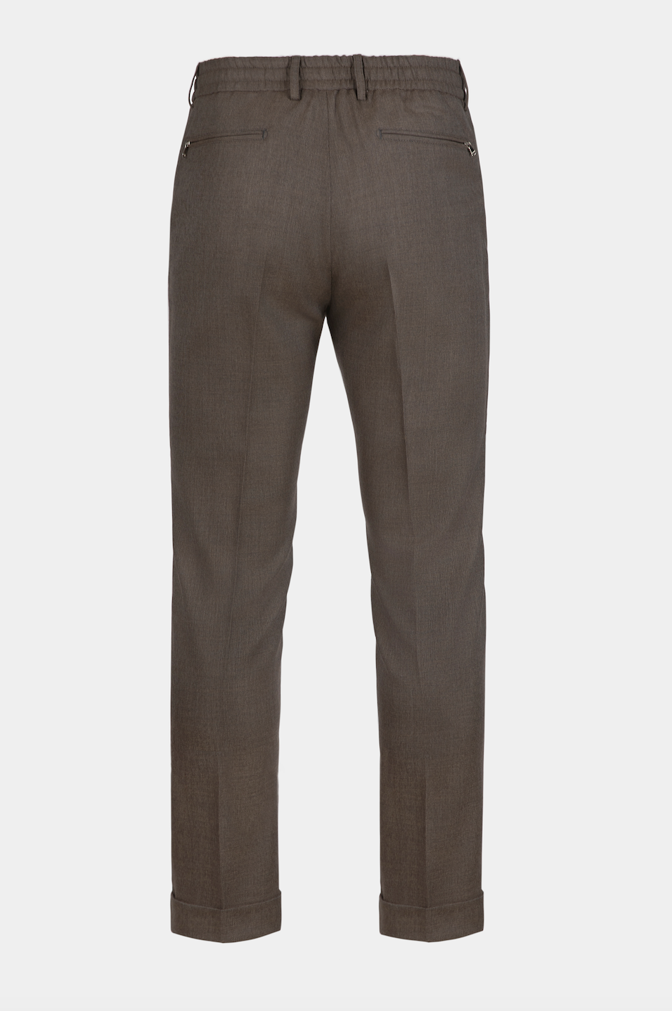 Pantaloni maro FLEXO spate, material textil, brand Florentinodelure, buzunare fermoar.