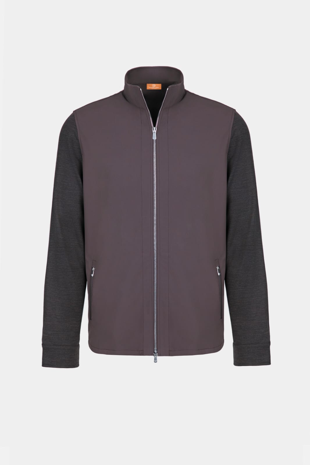 Overshirt maro cu fermoar și mâneci negre elastice Florentinodelure.
