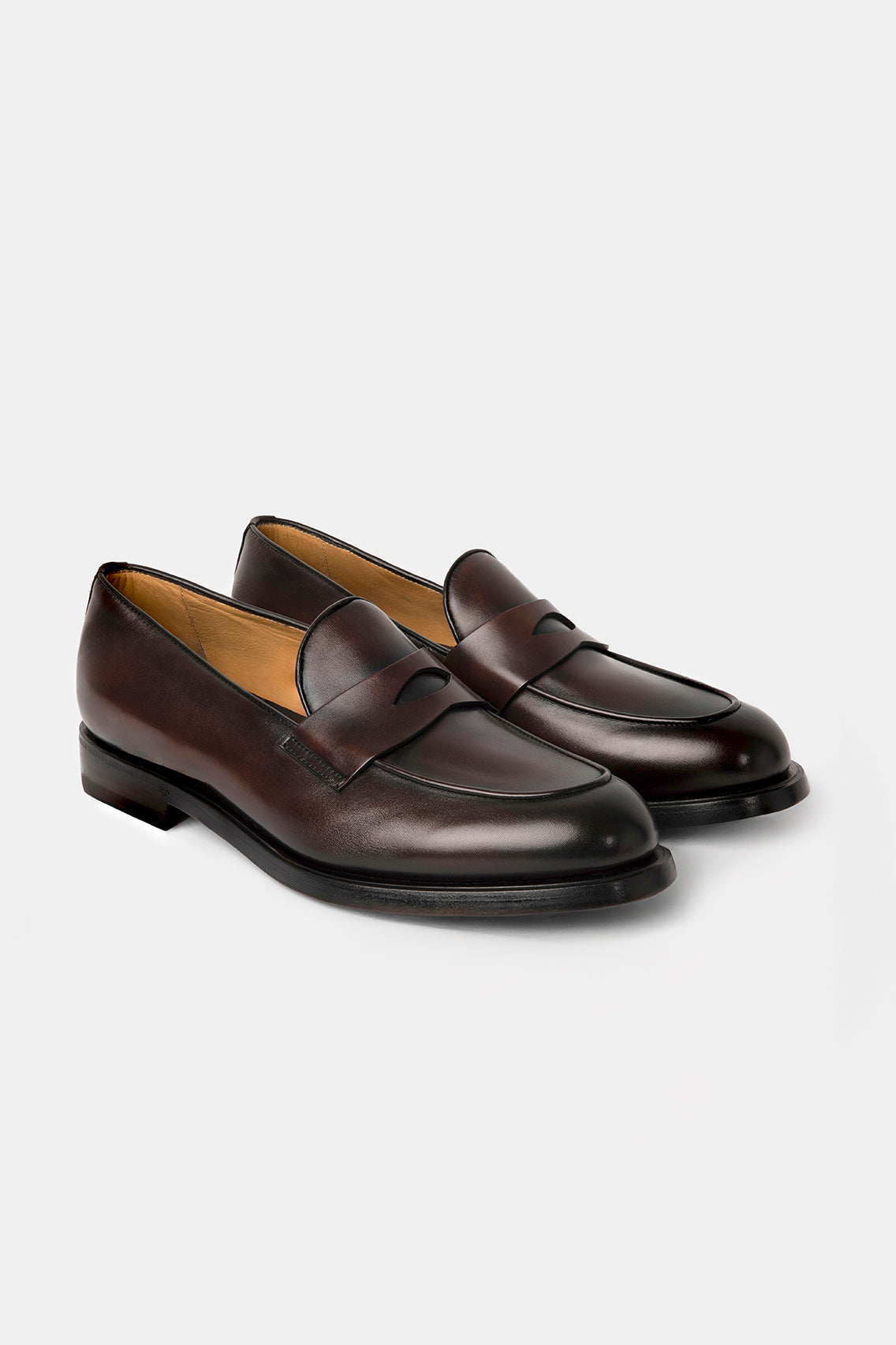 Pantofi loafer Florentinodelure maro din piele cu design penny și finisaj lucios.