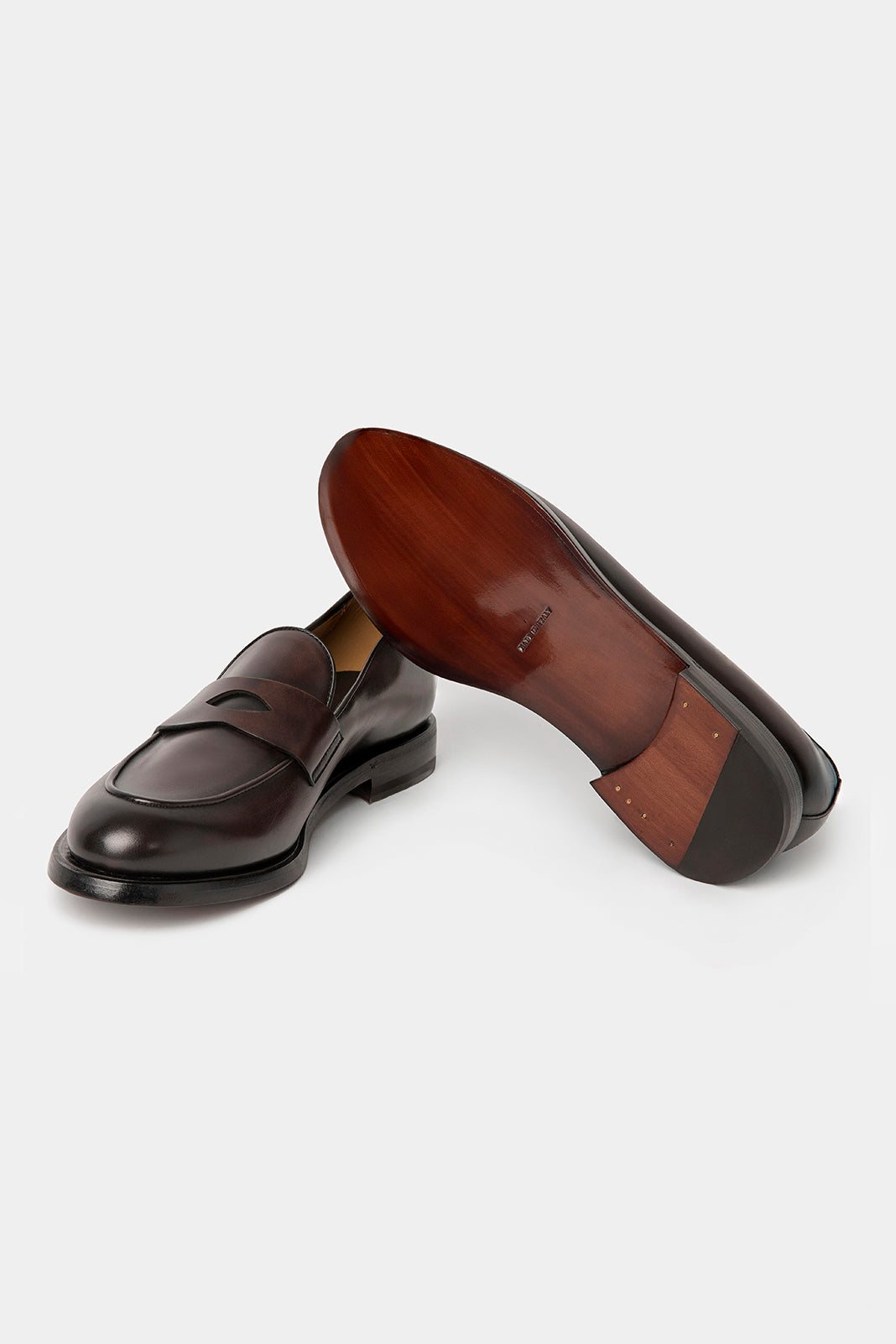 Pantofi Florentinodelure loafer maro din piele cu talpă de lemn, model elegant pentru bărbați.
