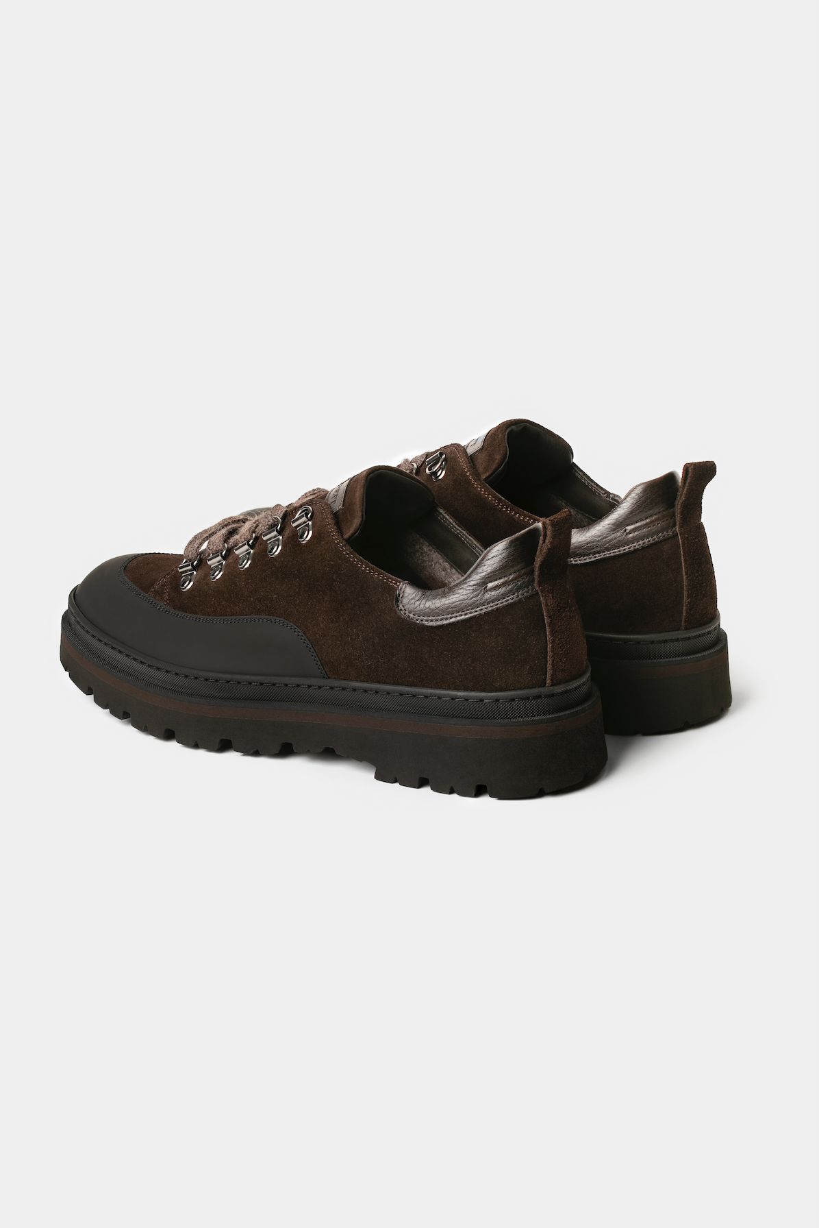 Sneaker maro închis din piele Florentinodelure, talpă robustă, vedere laterală.