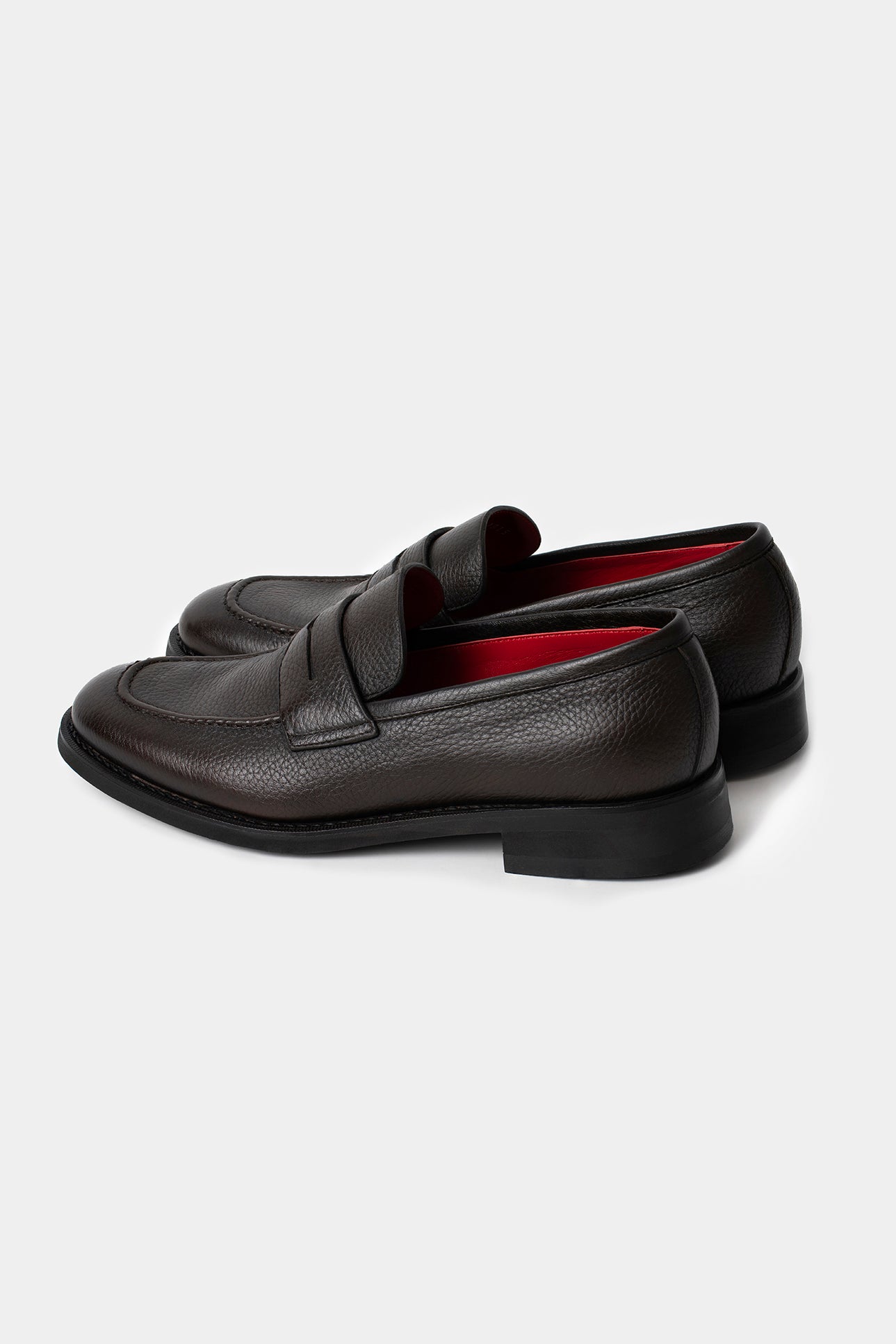 Pantofi Loafer maro închis Florentinodelure cu talpă neagră și căptușeală roșie.