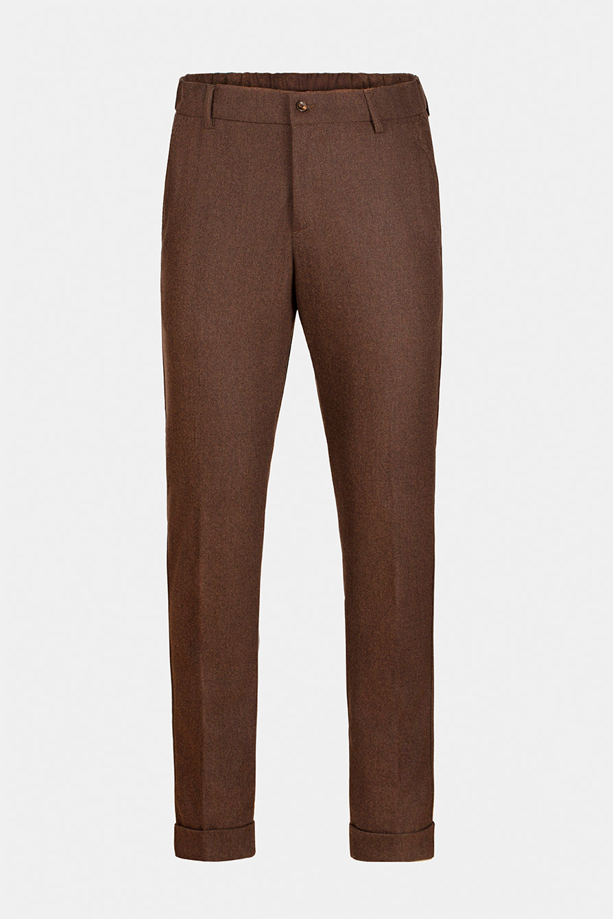 Pantaloni FLEXO maro închis Florentinodelure din lână-cashmere eleganți și comozi.