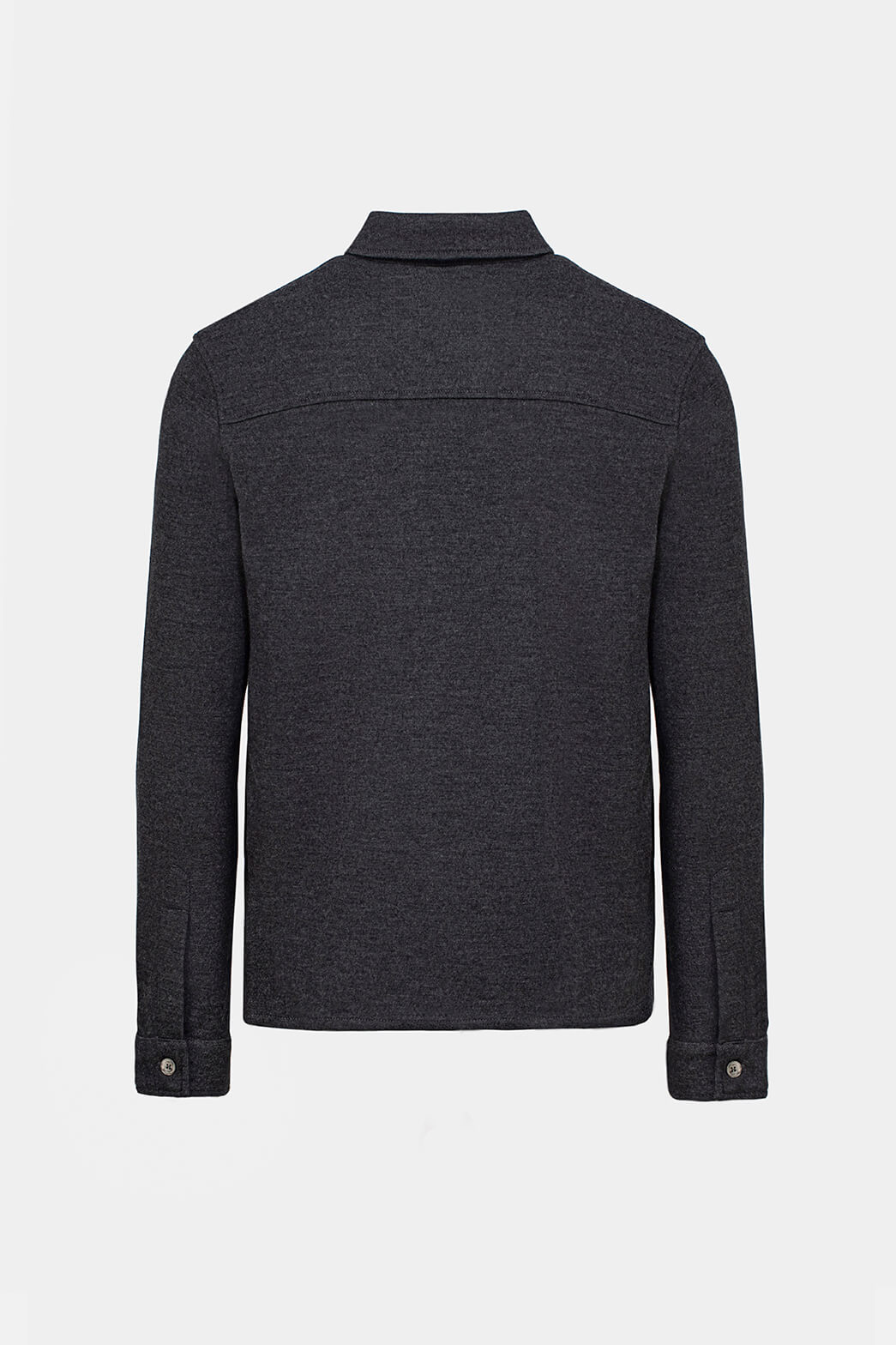 Florentinodelure overshirt gri închis, mâneci lungi, nasturi metalici, vedere spate.