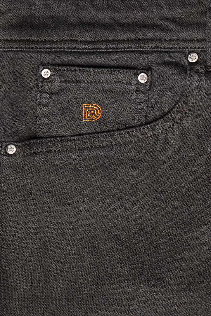 Detaliu buzunar pantaloni 5-Pocket Florentinodelure, bumbac gri închis, denim casual.