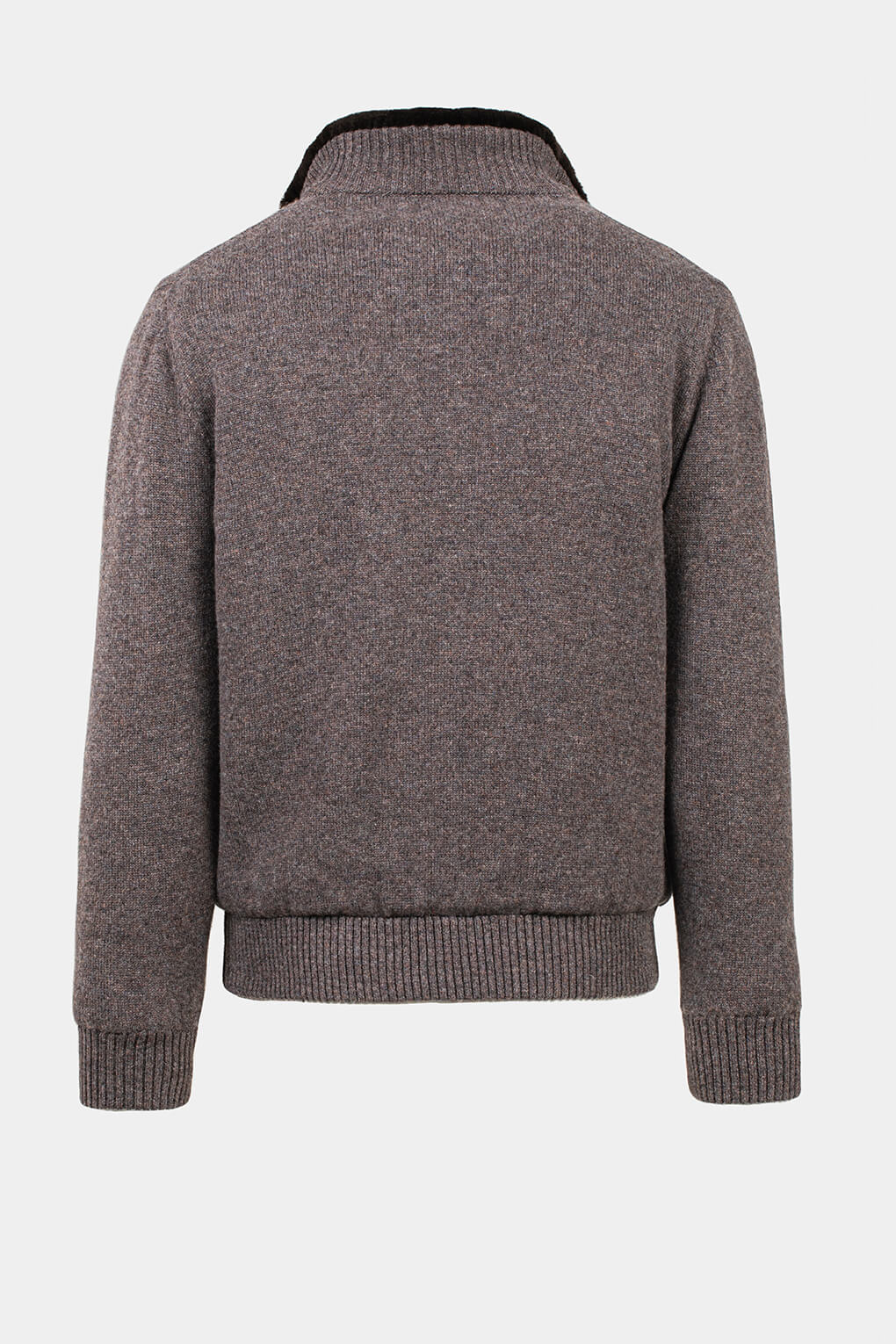 Brown Cashmere Bomber With Beaver Fur