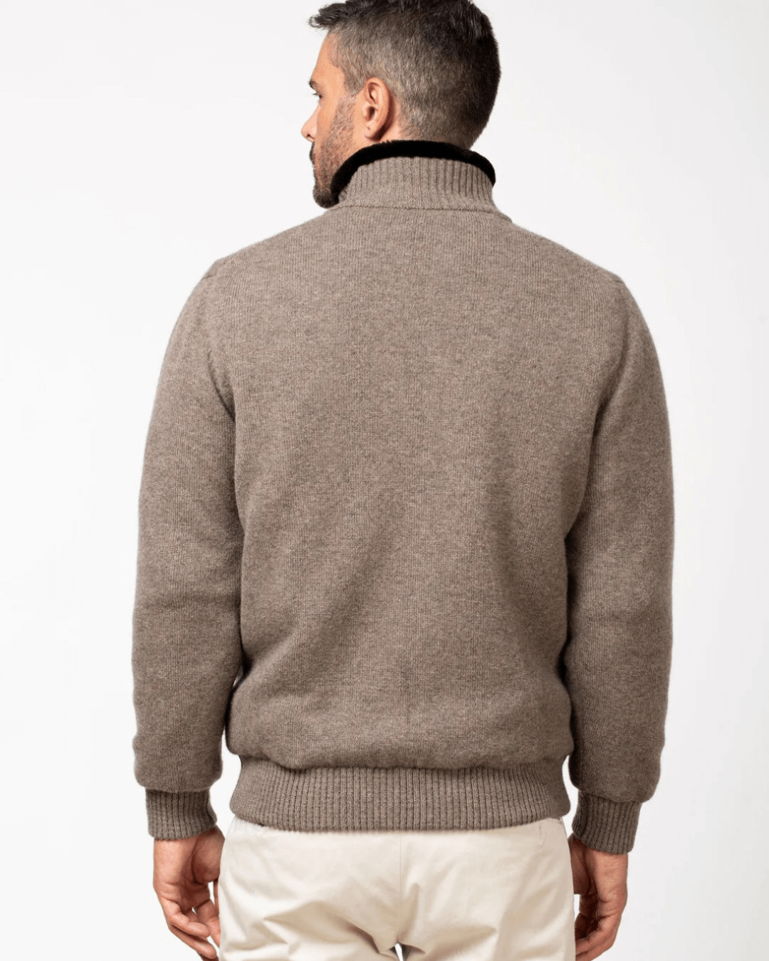 Brown Cashmere Bomber With Beaver Fur