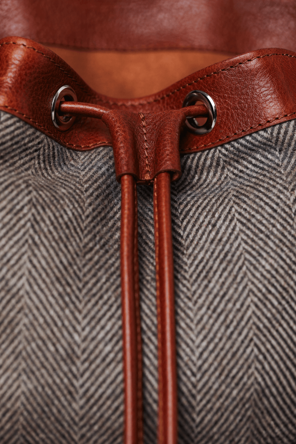 Brown Leather Backpack With Cashmere