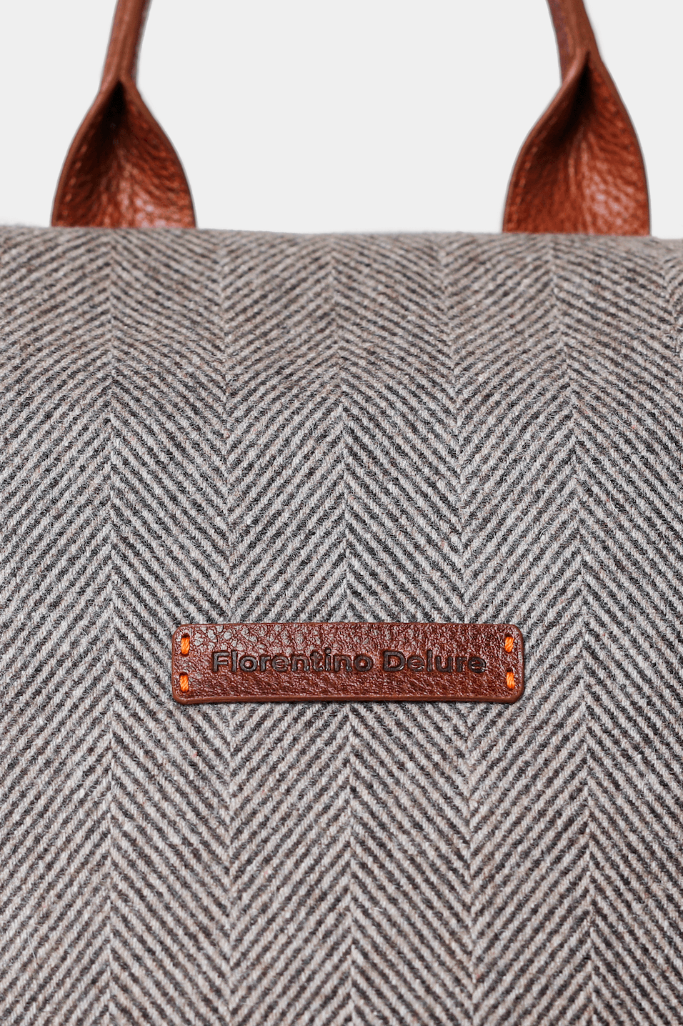 Brown Leather Backpack With Cashmere