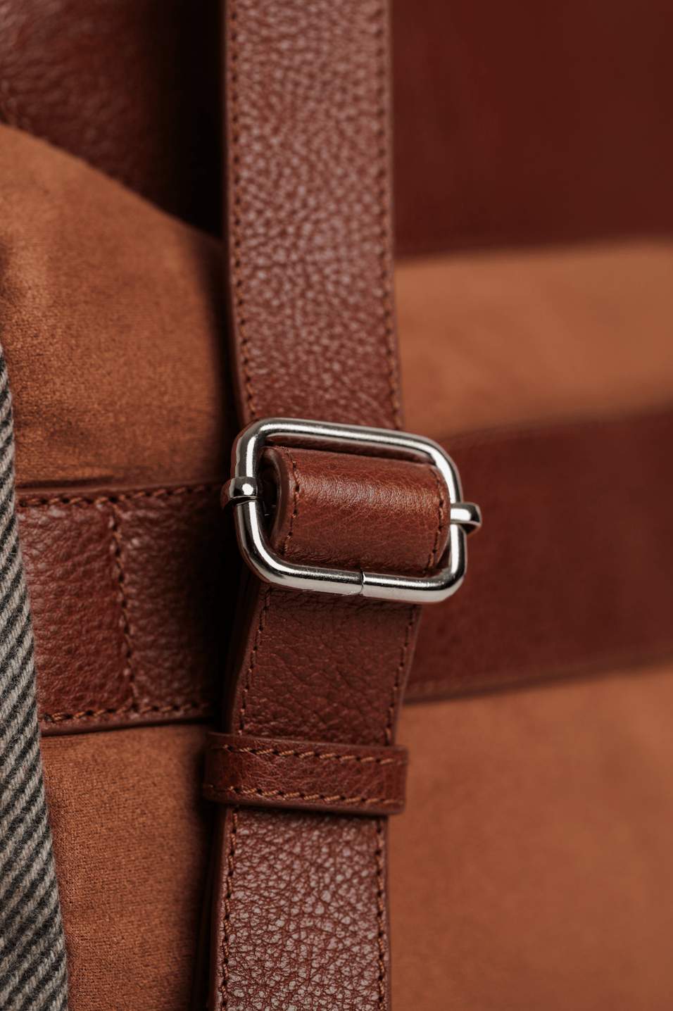 Brown Leather Backpack With Cashmere