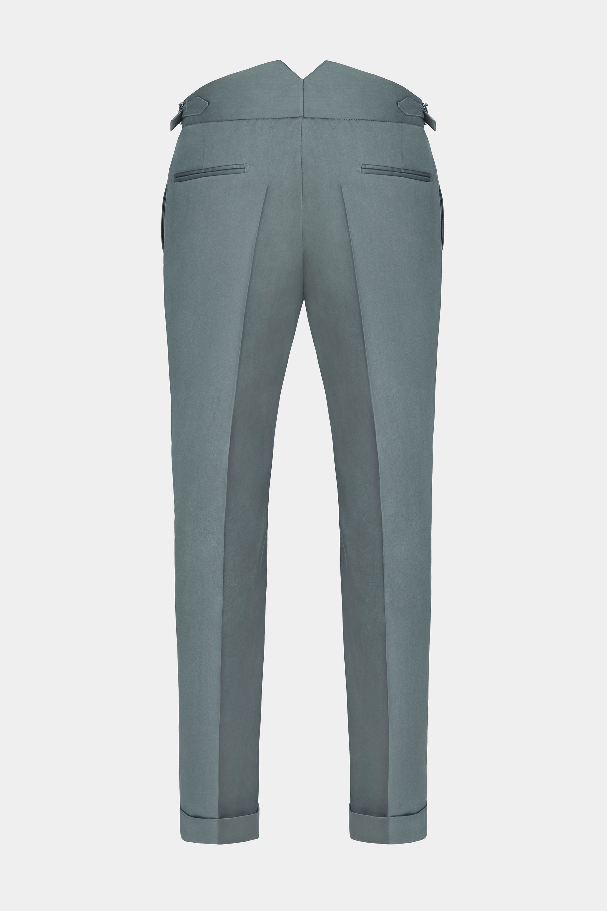 Pantaloni din lână, verde, detaliu nasturi, Florentinodelure.