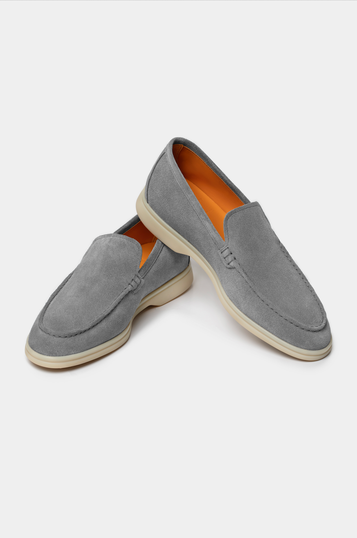 Loafers gri din piele întoarsă Florentinodelure, detaliu modern.