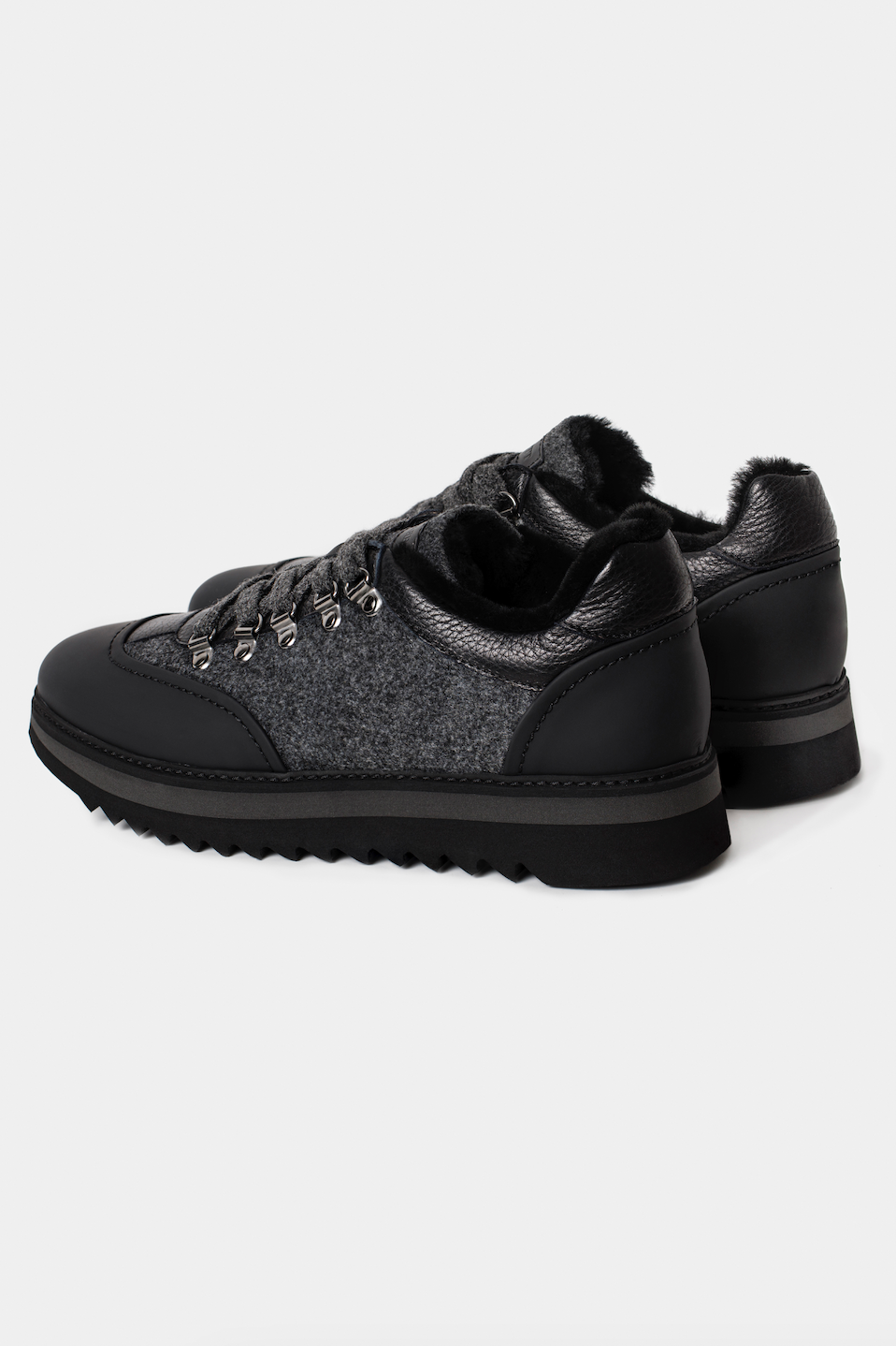 Grey Hiking Boots with Fur - Florentinodelure