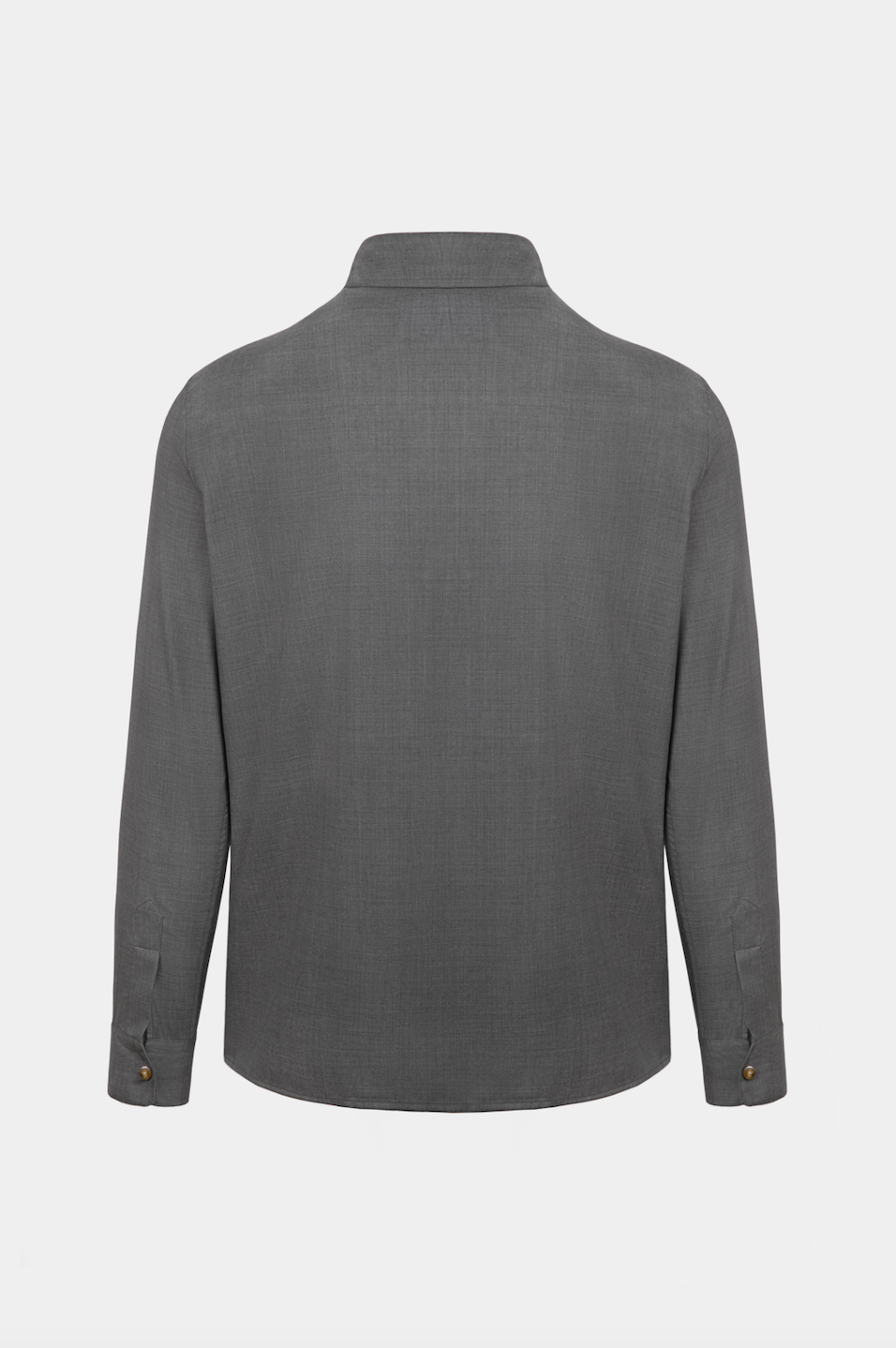 Overshirt gri închis Florentinodelure, vedere spate, cu manșete cu nasturi.