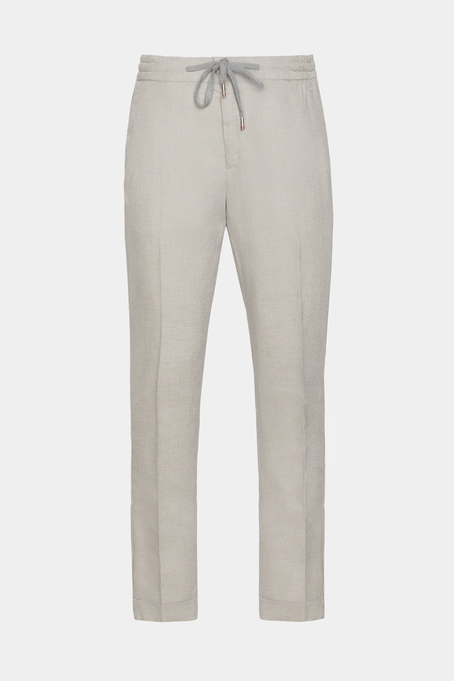 Pantaloni FLEXO gri deschis Florentinodelure din in cu dantelă, mărime 46-50, talie medie.