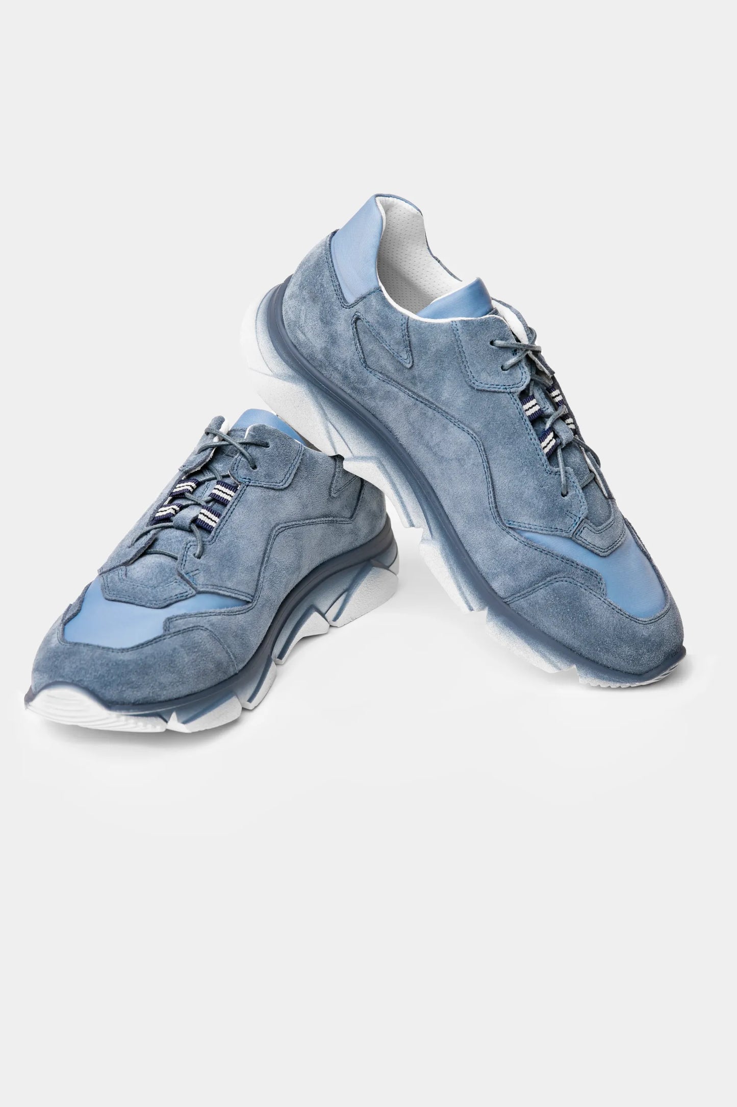 Sneakers Florentinodelure albastru deschis din piele întoarsă, talpă din cauciuc, detalii textile.