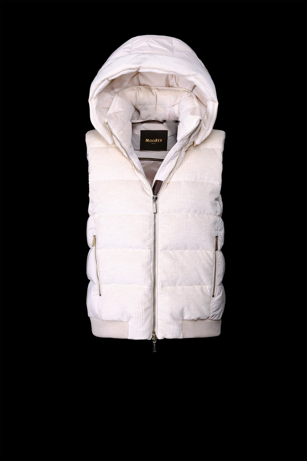 Women's Light Grey Corduroy Cotton Hooded Waistcoat